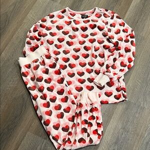 (19) Kate Spade Pink and Red Heart Pajama Set